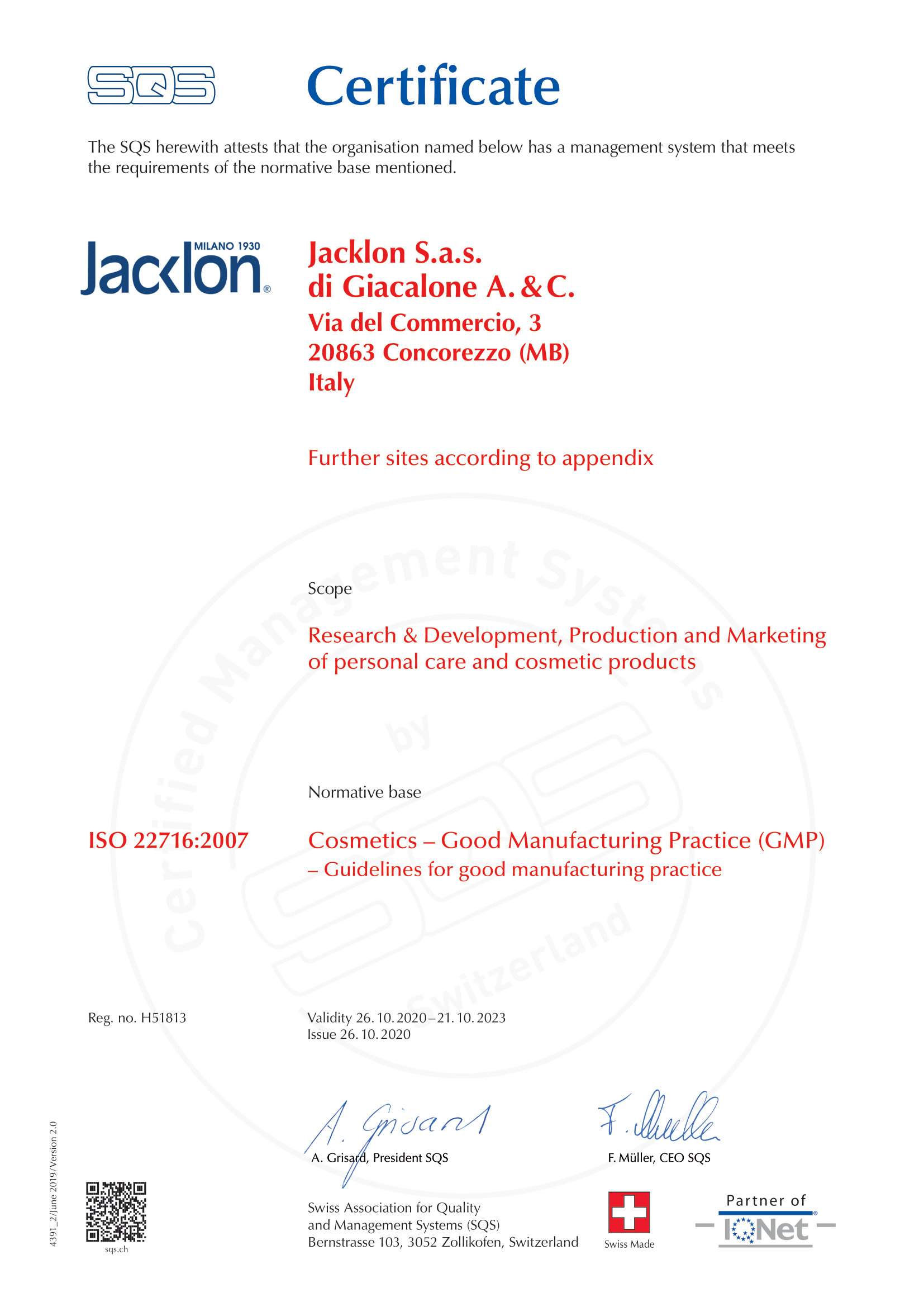 SQS Certificate 22716